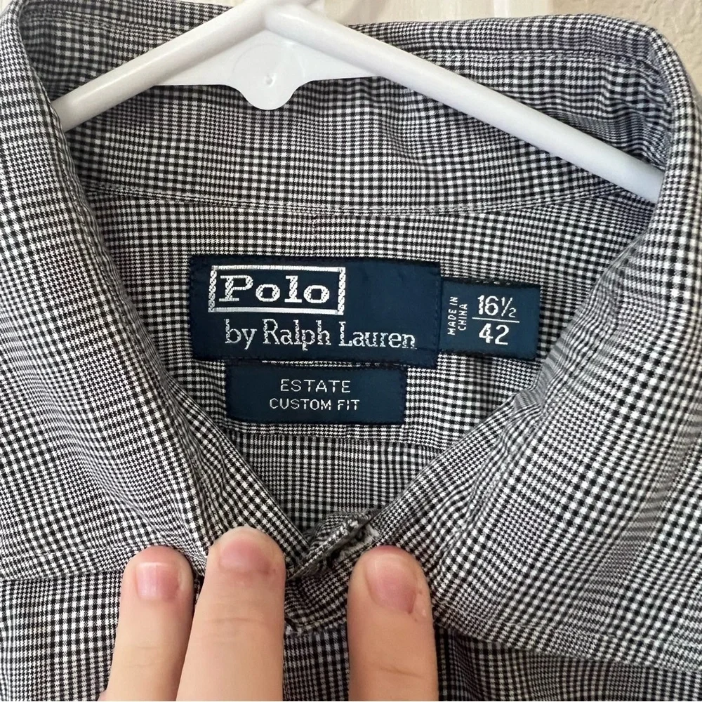Polo Ralph Lauren Estate Custom Fit Gray Check Dress Shirt Size 16.5 / 42